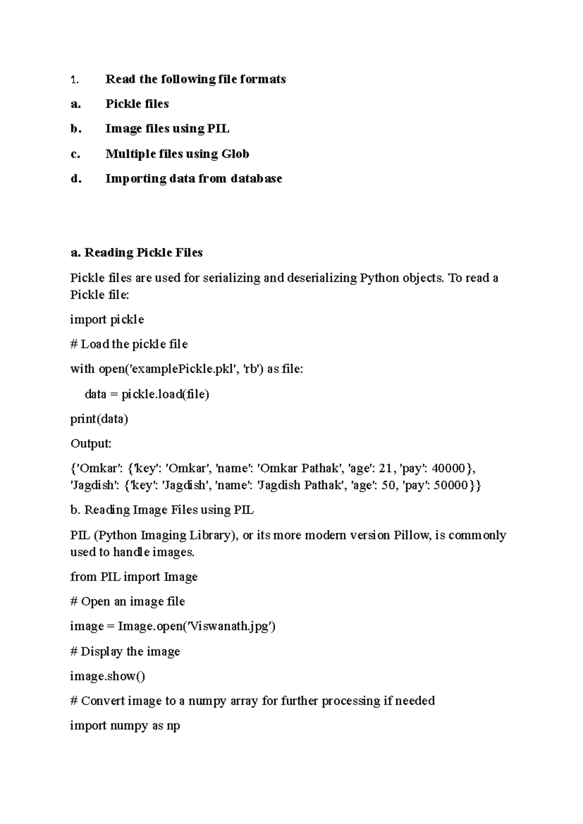 Data Science Exp-9: Reading Various File Formats in Python - IDS - Studocu