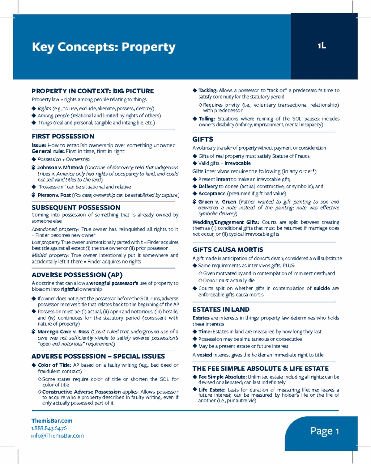 Property law outline: Key concepts and case law analysis - Studocu