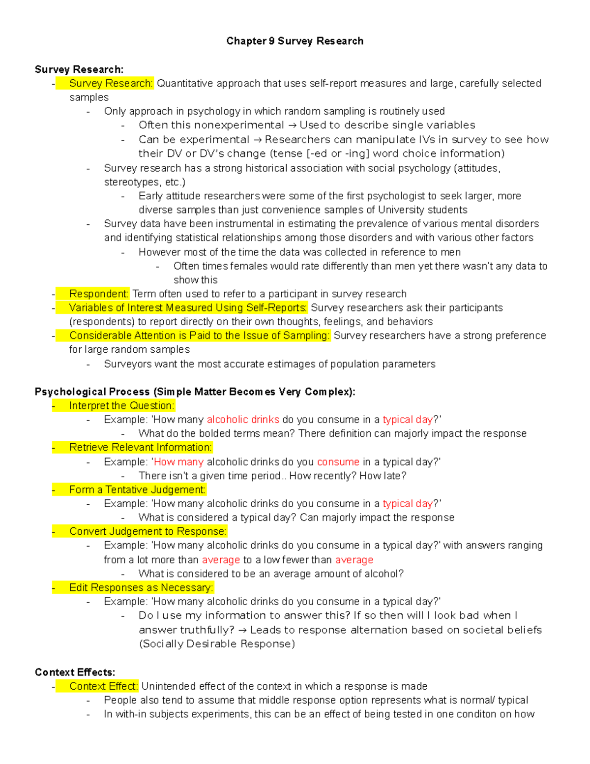 CH9 Survey Research - Lecture notes 9 - Chapter 9 Survey Research ...