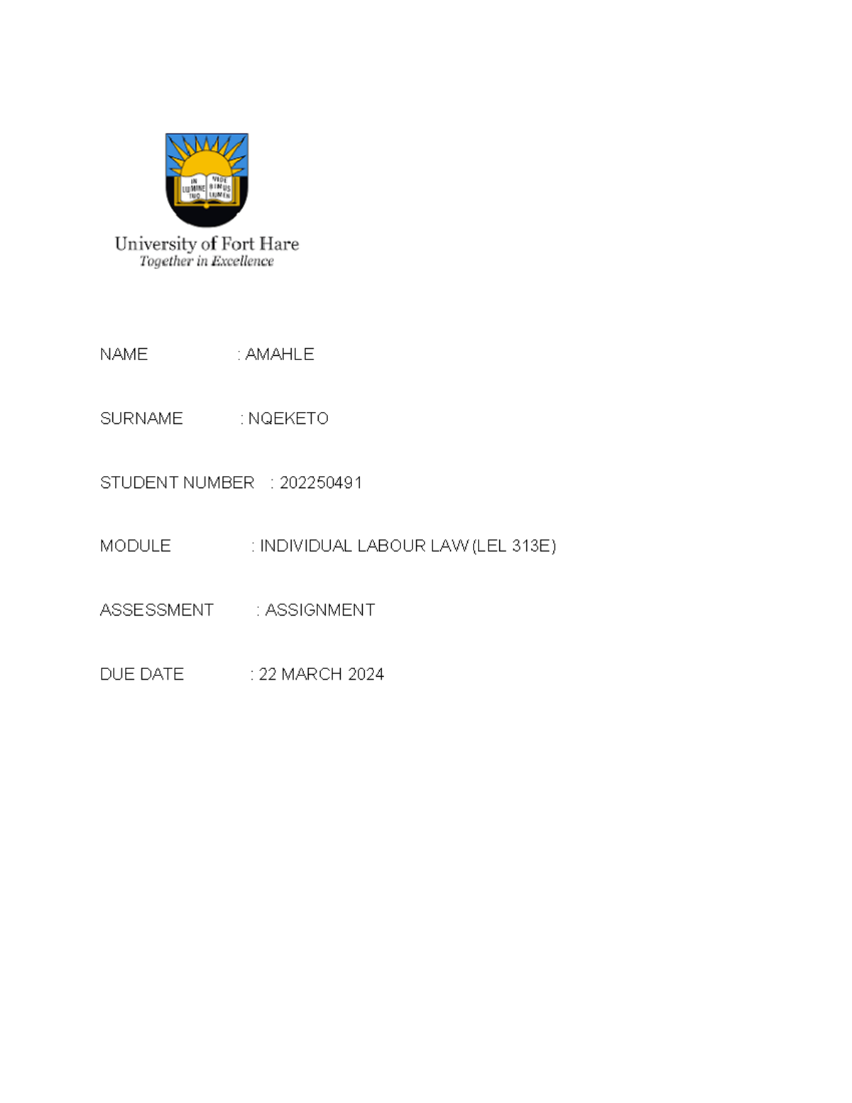 LEL 313E - Individual Labour Law Assignment Analysis and Case Studies ...