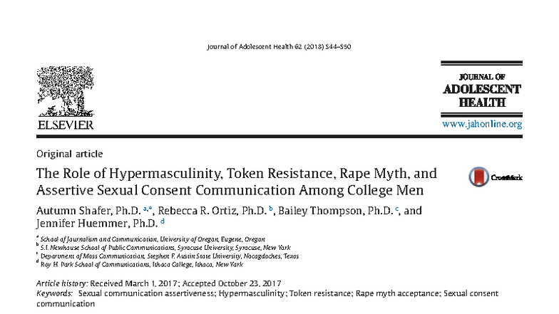 The Role of Hypermasculinity and Sexual Consent Communication Among ...