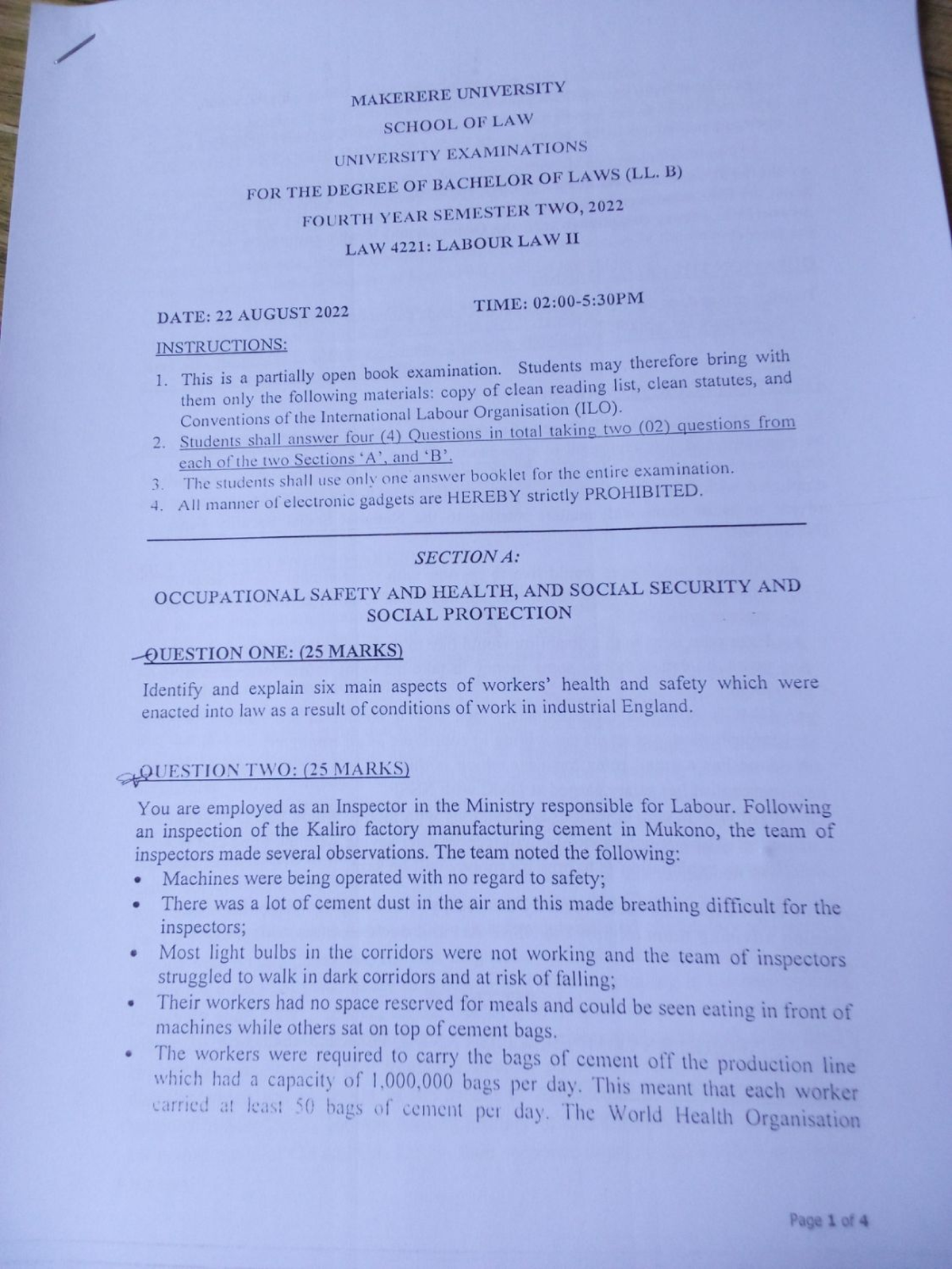 Law 4221: Labour Law II Final Exam Insights & Guidelines - Studocu