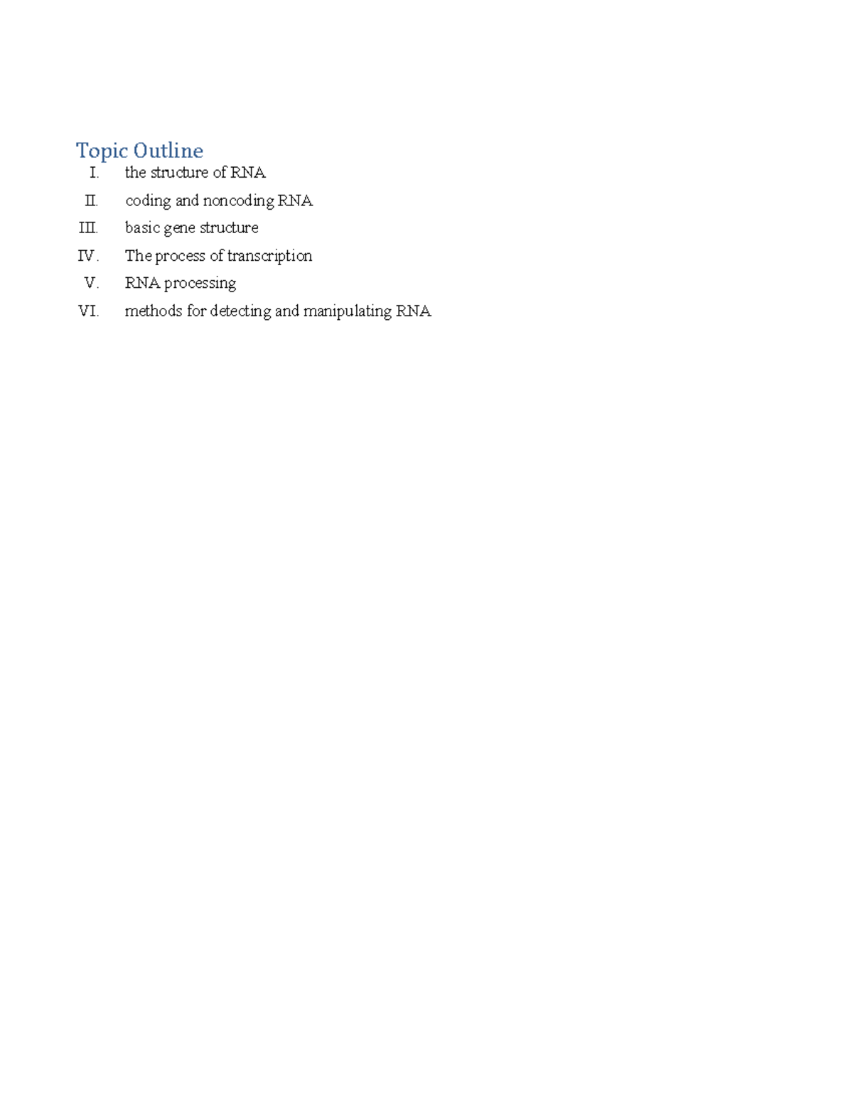 BIO 3400 Final Exam Study Guide: Key Concepts in RNA, Transcription ...