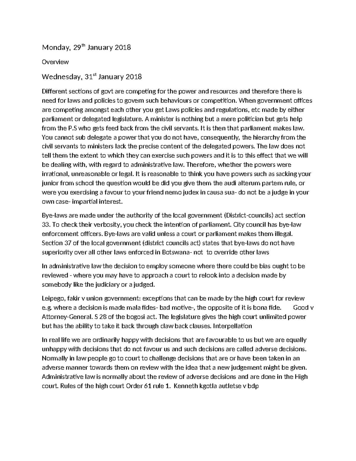 Administrative Law Notes: Overview and Key Concepts (LAW 101) - Studocu