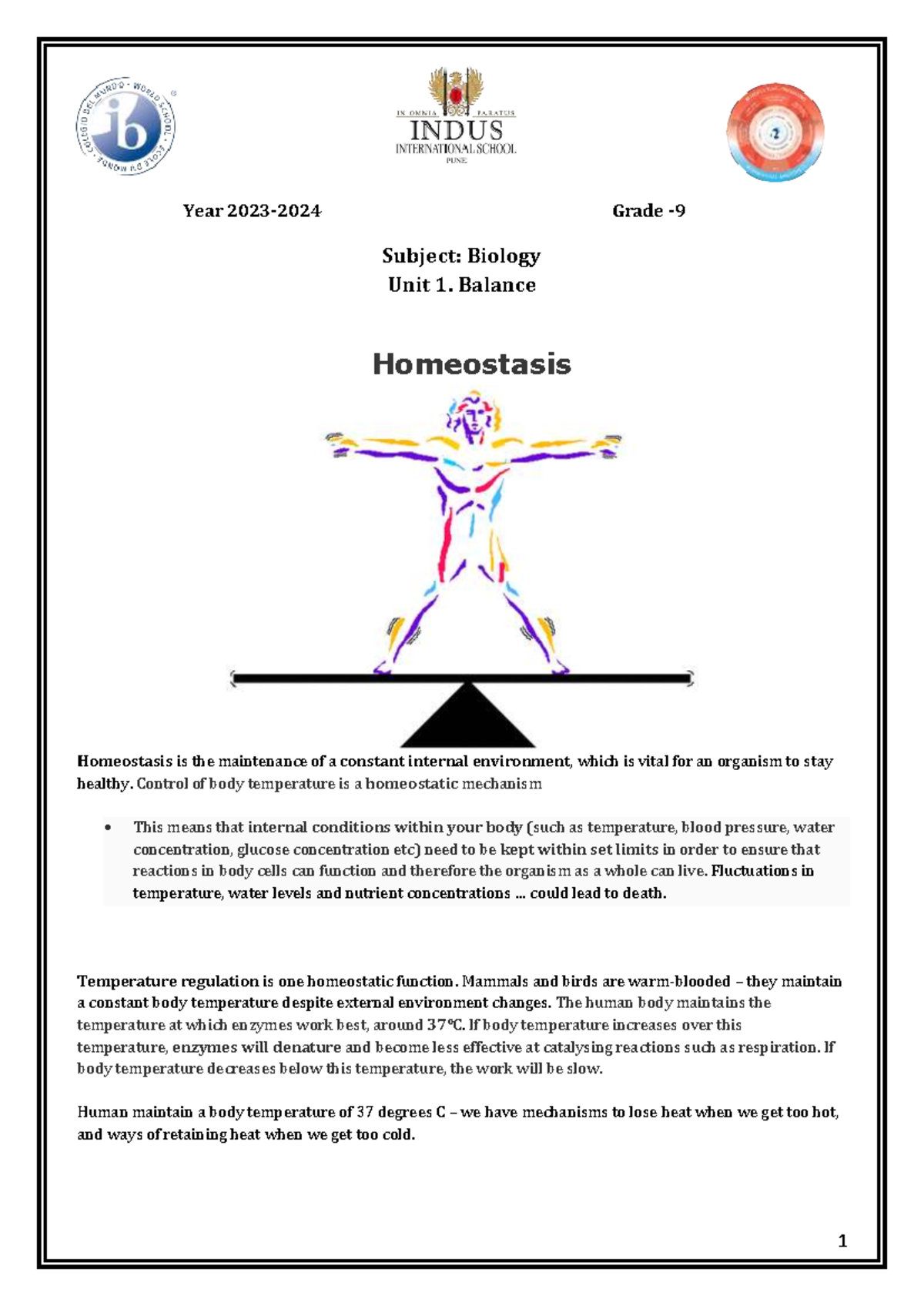 Biology 2023-2024: Complete Exam Notes on Homeostasis & Osmoregulation ...