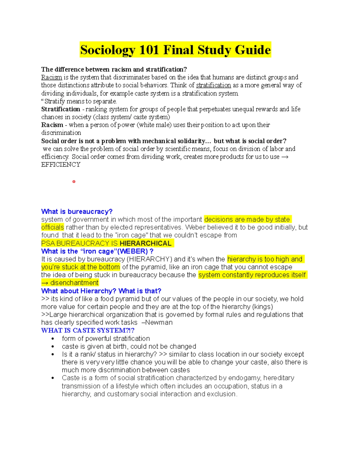 SOC 101 HW 5 - Homework - SOC 101 11/15/ HW 5 In a time where opinions ...