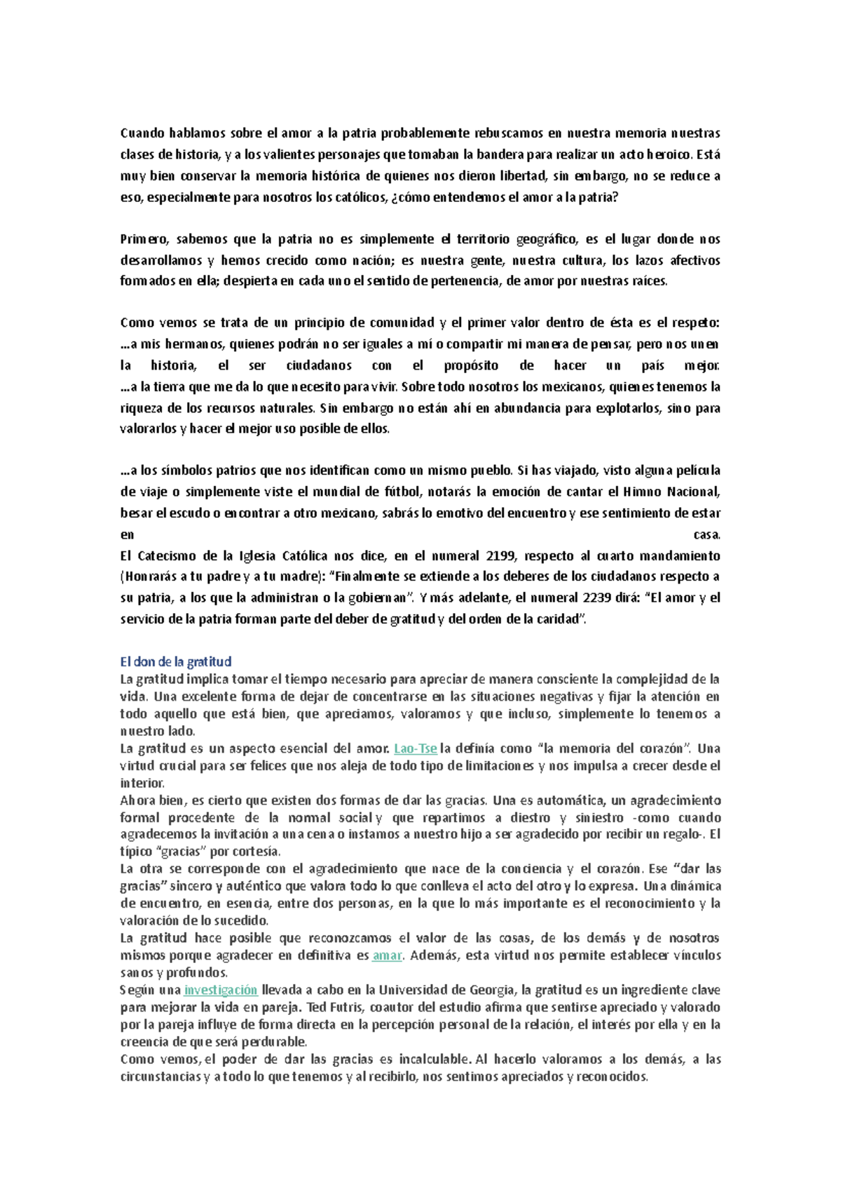 El Amor a la Patria y la Gratitud: Reflexiones Históricas y ...