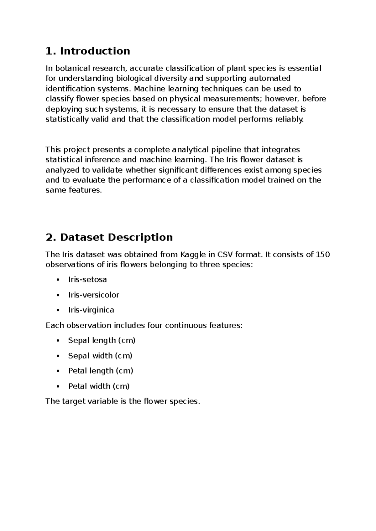 Iris ML Model Analysis and Classification - Lecture Notes - Studocu