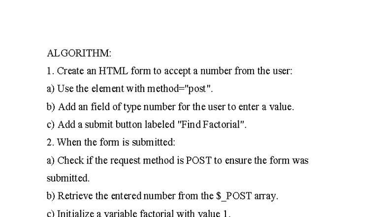 CS101: HTML Form for Calculating Factorial - Studocu