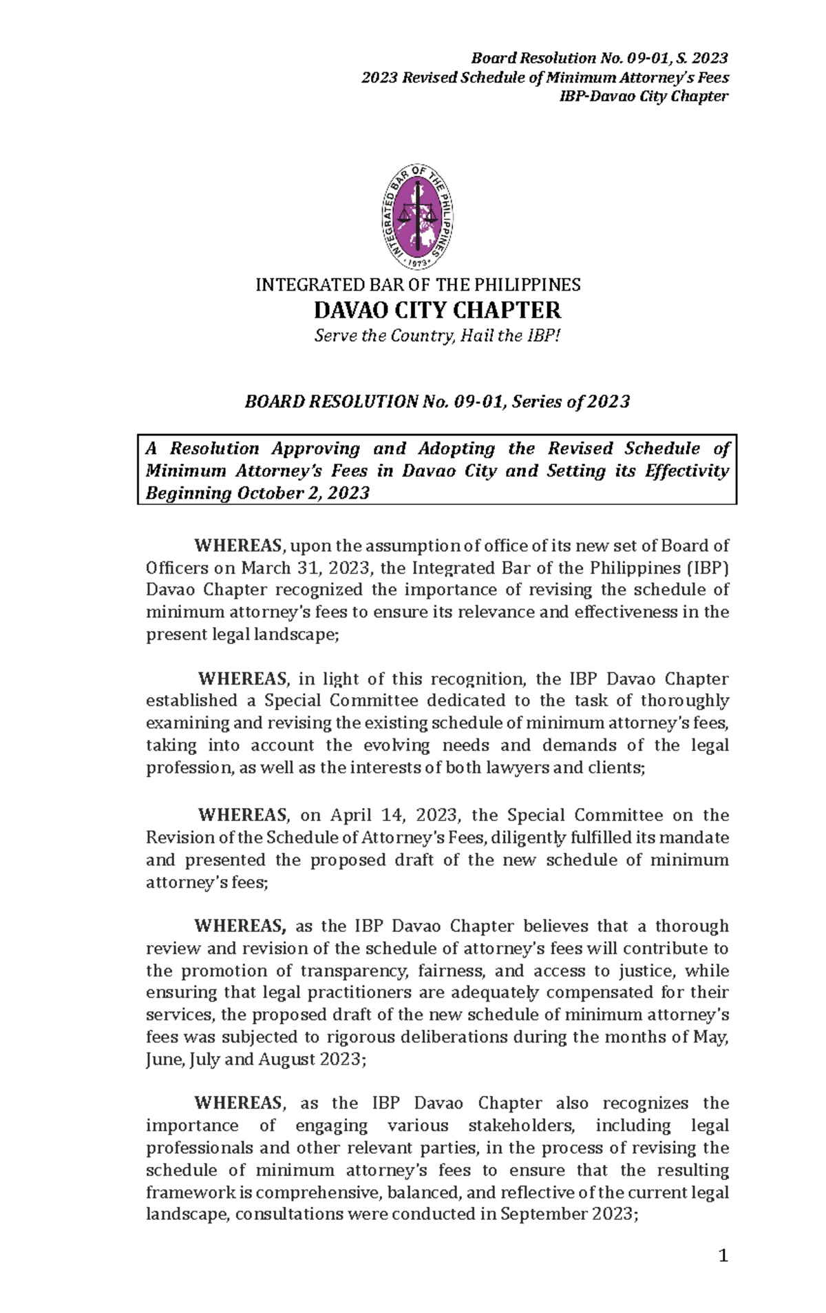 2023 Revised Min. Attorney's Fees Schedule - IBP Davao City Chapter ...