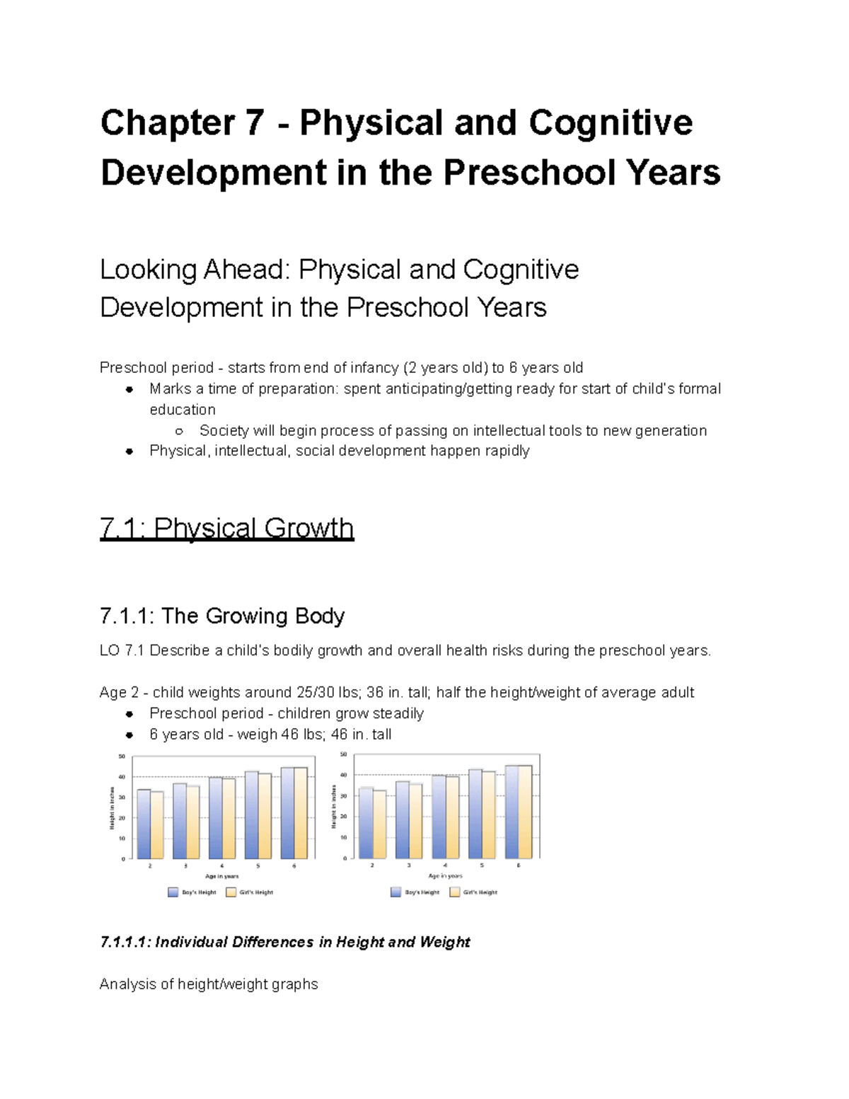 HDFS Notes - Chapter 7 Physcial and Cognitive Development in the ...