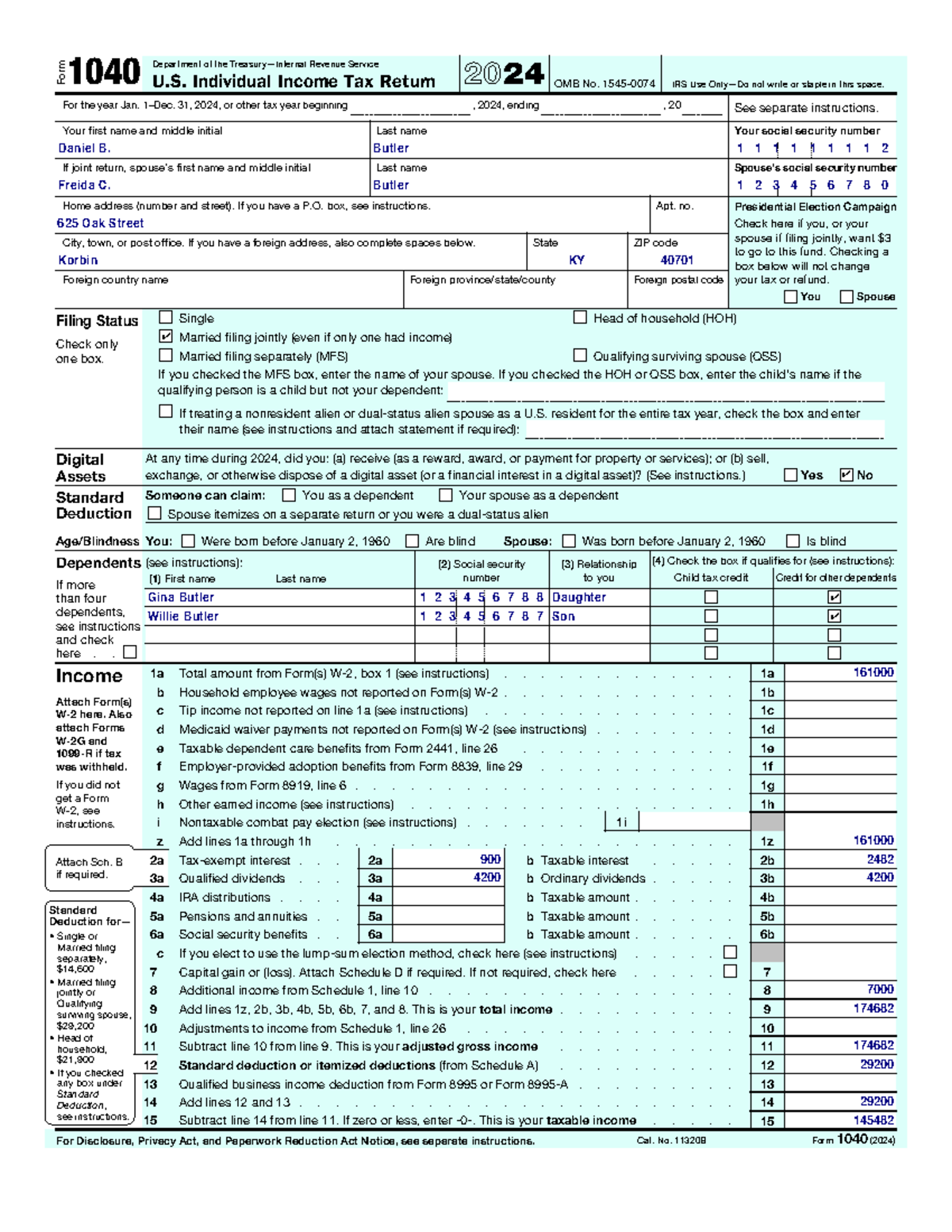Form 1040 U.S. Individual Income Tax Return 2024 - Chapter 4HW - Studocu