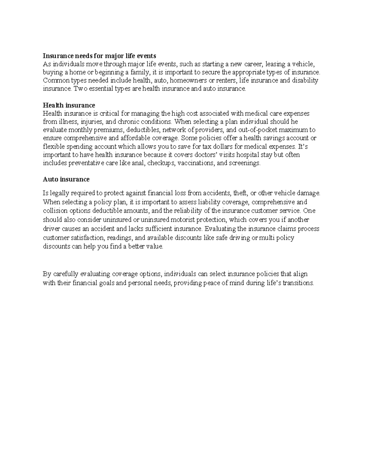 Insurance Needs During Major Life Events: A Guide (ProjPortf Part 4 ...