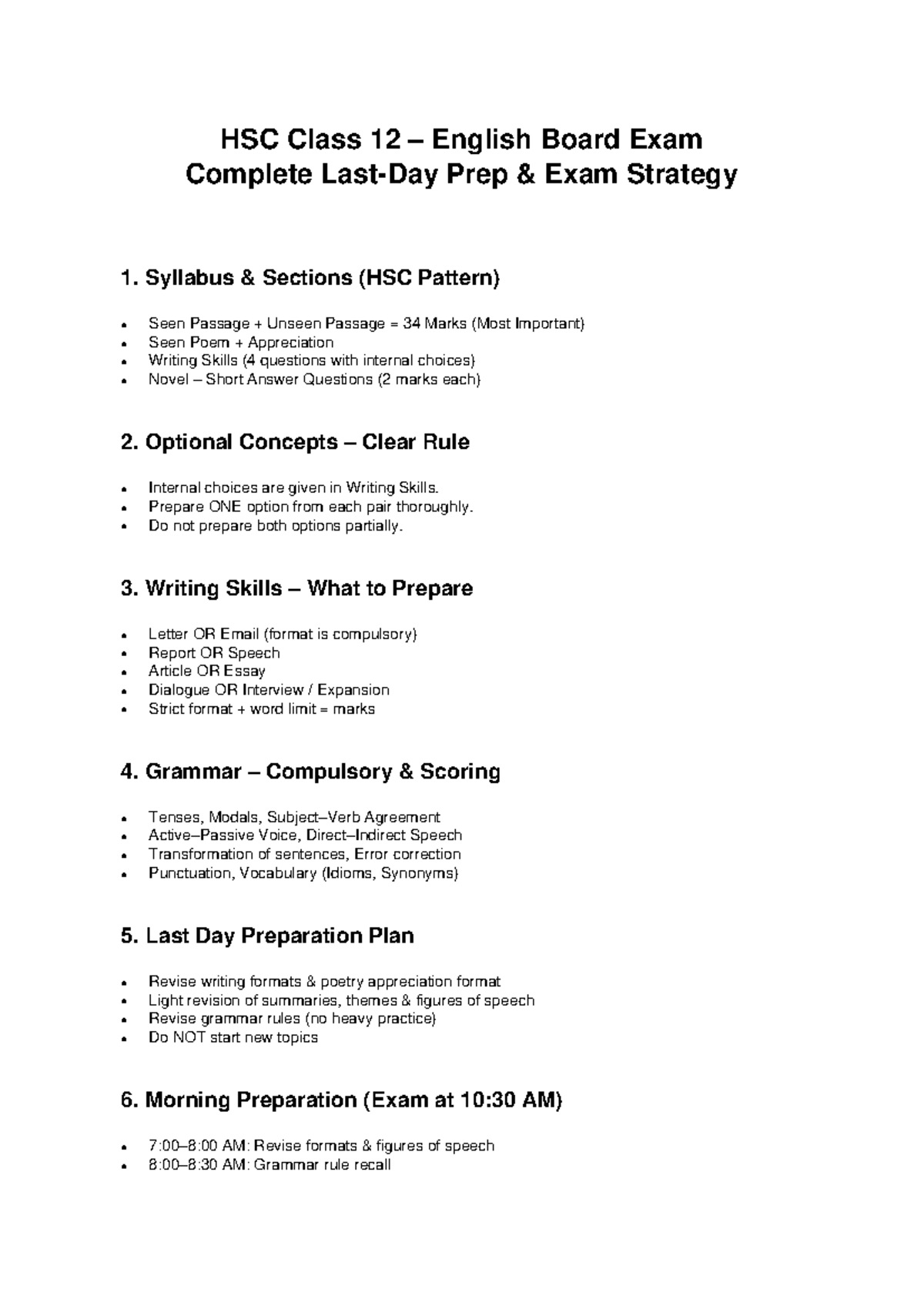 HSC Class 12 English Board Exam Prep Strategy & Tips - Studocu