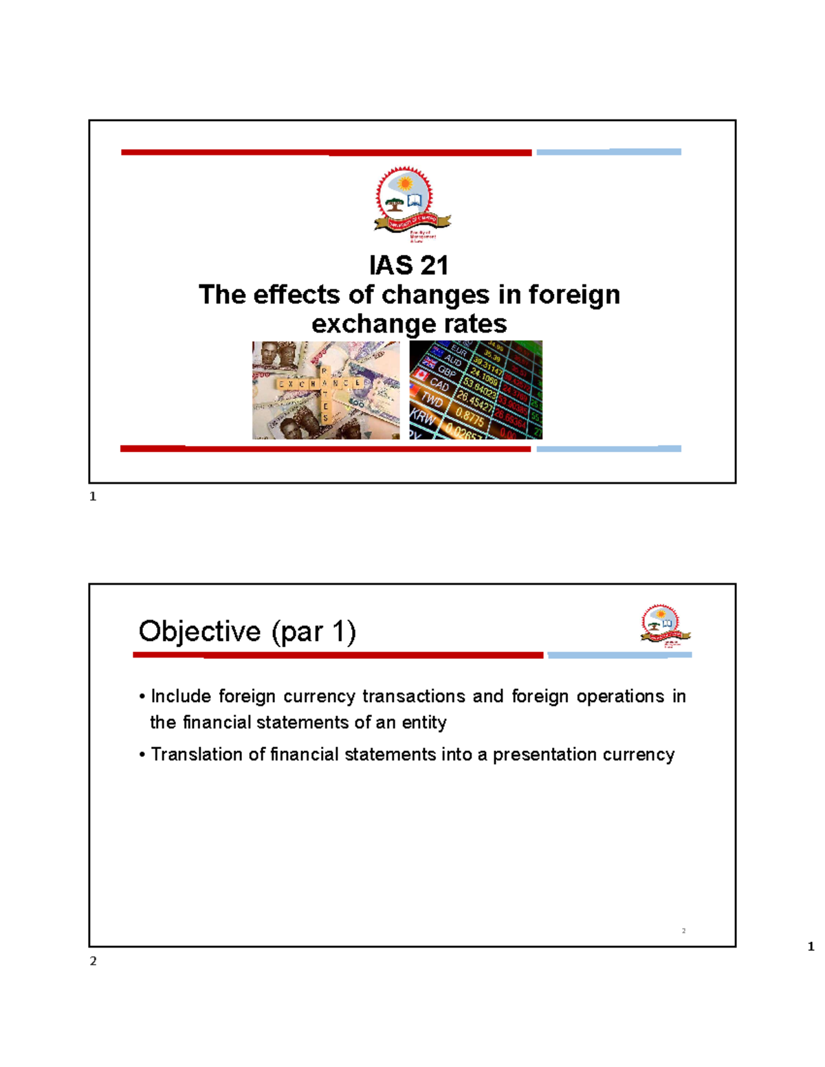 IAS 21 (S) - Effects of Foreign Exchange Rate Changes on FS - Studocu