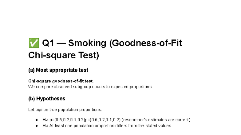 Q1-Q10 Statistics Practice Problems (Solved) - Course Code: STATS101 ...