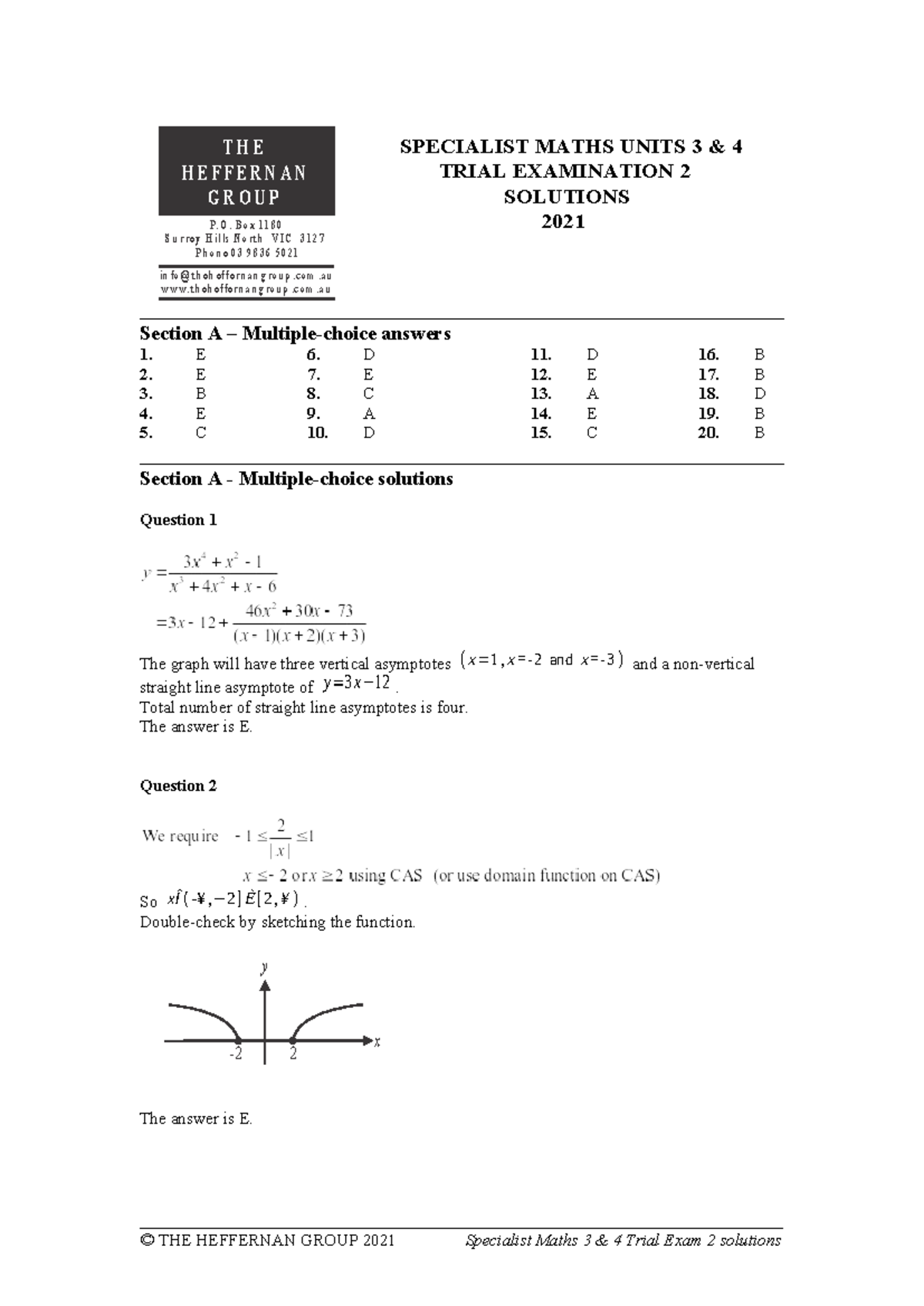 2021 MATH 3&4 Trial Exam 2 Solutions: Comprehensive Guide - Studocu