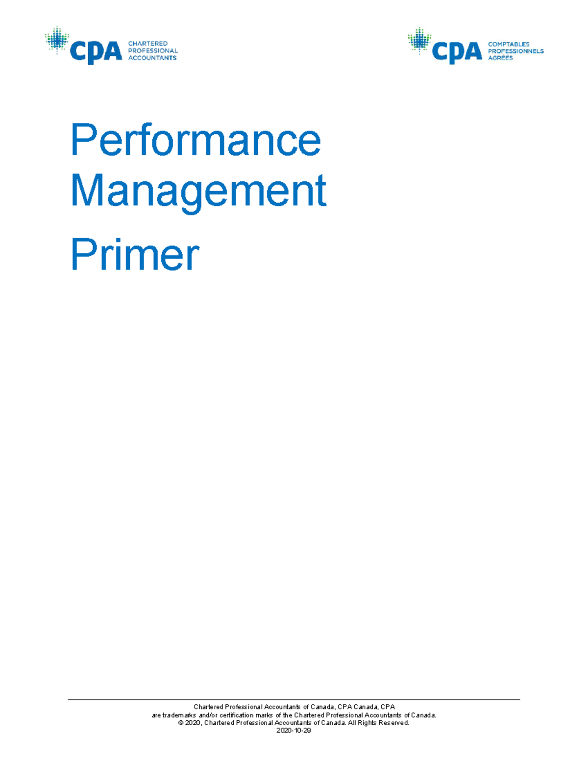 Performance Management Primer: A Guide for CPA Canada - Studocu