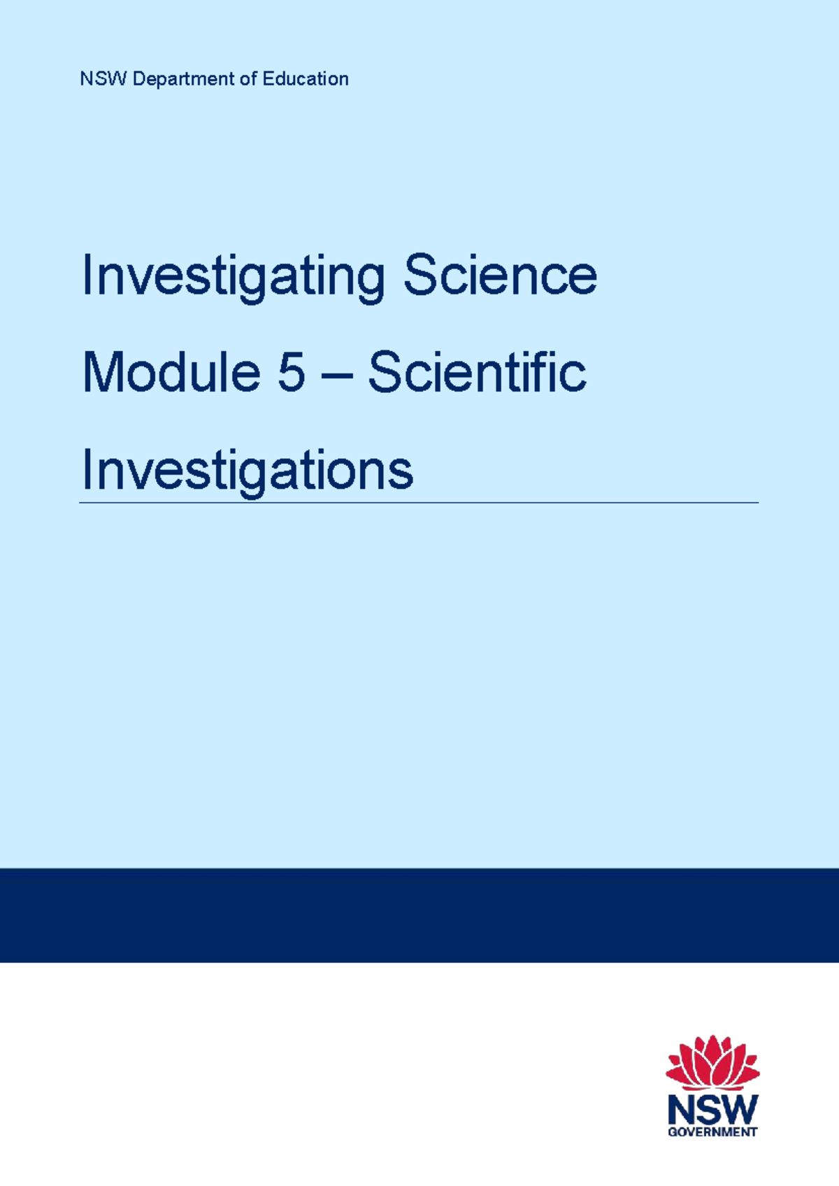 NSW Investigating Science S6 Module 5: Guide to Scientific ...