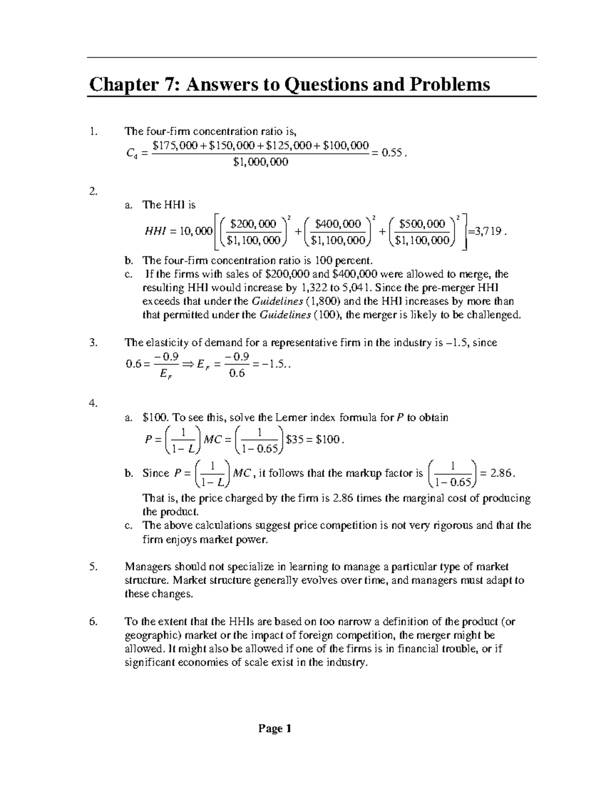 Chapter 7 - solution manual for managerial economics