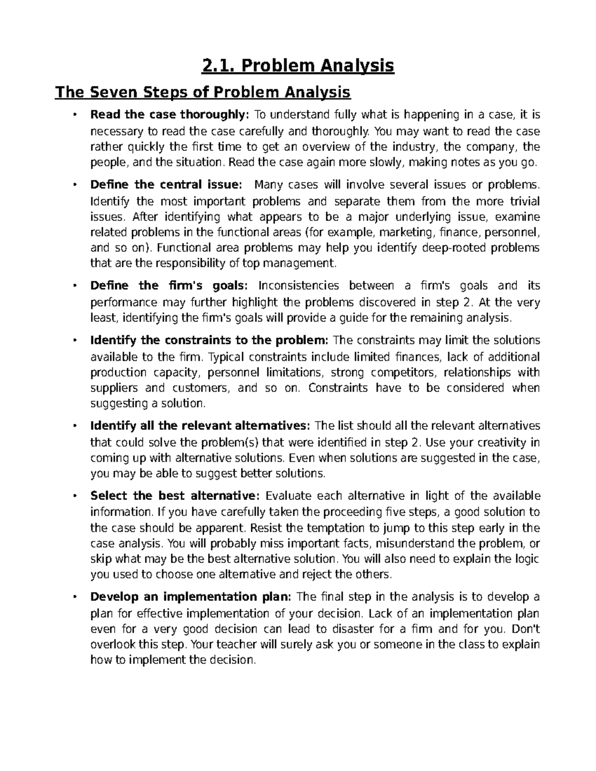 2. Programming Logic - Lecture notes 3 - 2. Problem Analysis The Seven ...