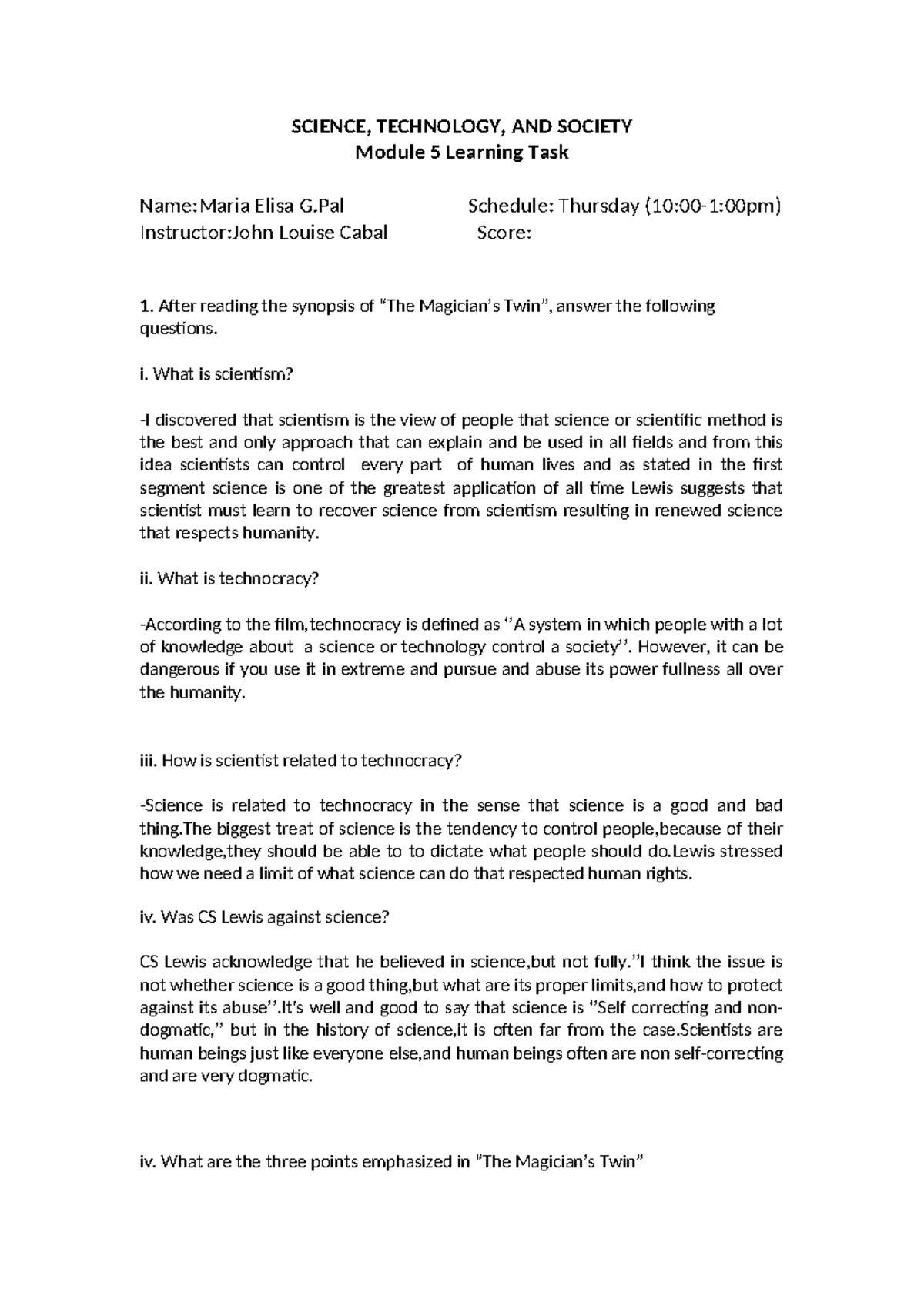 SCTS: Insights on Science, Technology, and Society in Module 5 Tasks ...