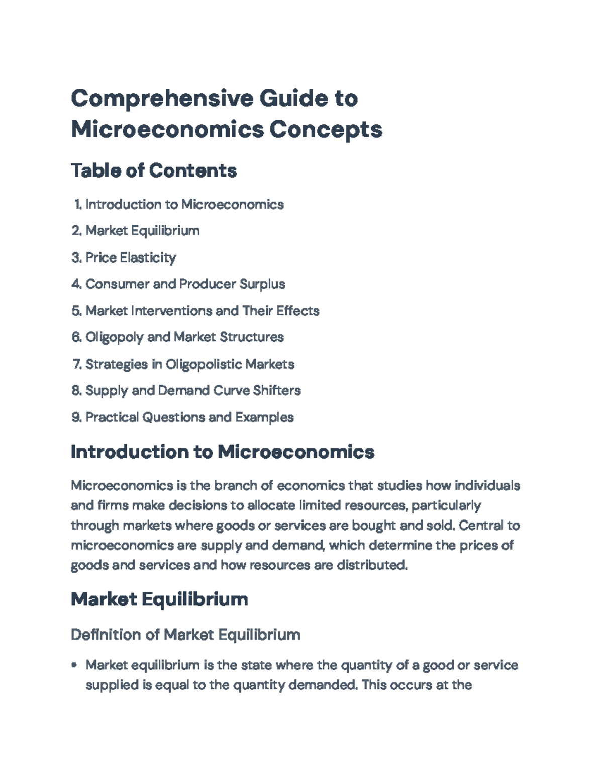 Comprehensive Guide to Microeconomics Concepts and Applications ...