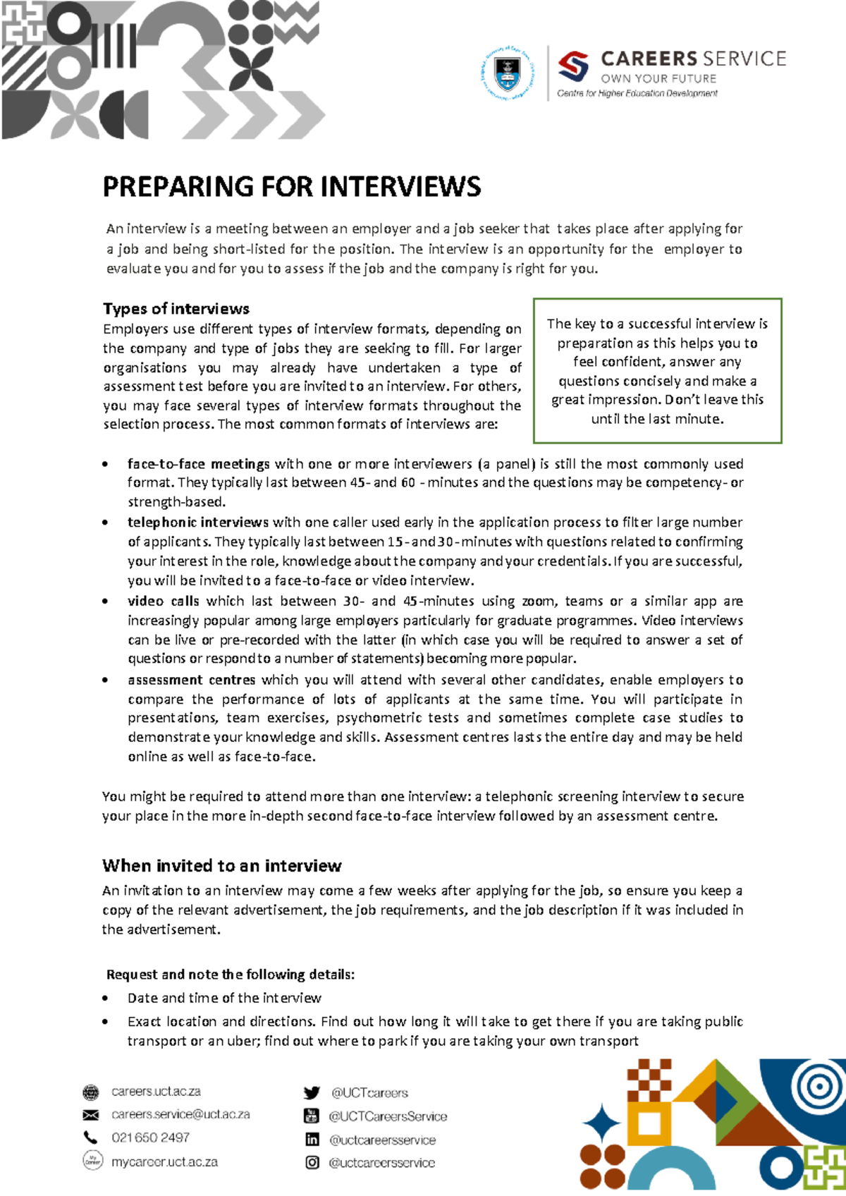 Preparing for Job Interviews: A Comprehensive Guide (2023) - Studocu