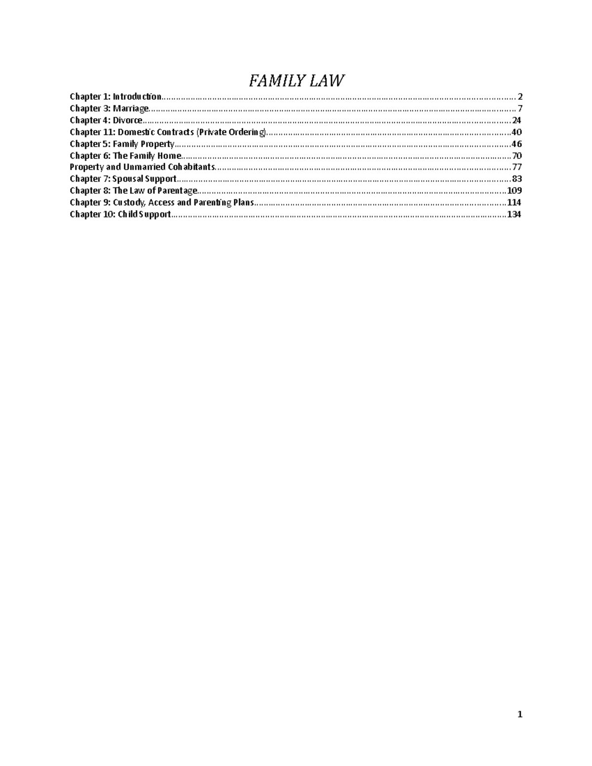 Family LAW EXAM Notes - FAMILY LAW Chapter 1: - Studocu