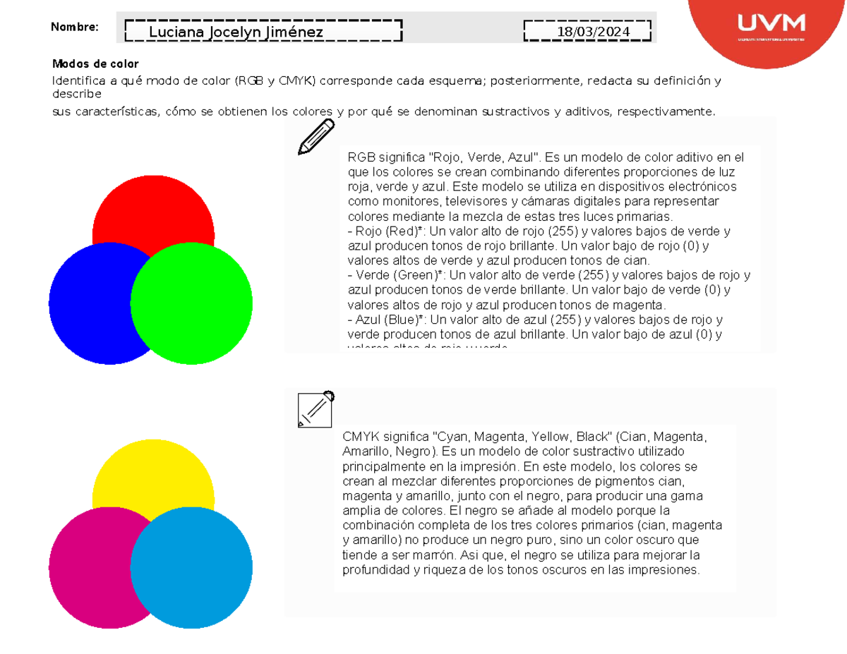 ACTIVIDAD 2..... - Nombre: Modos de color Identifica a qué modo de ...