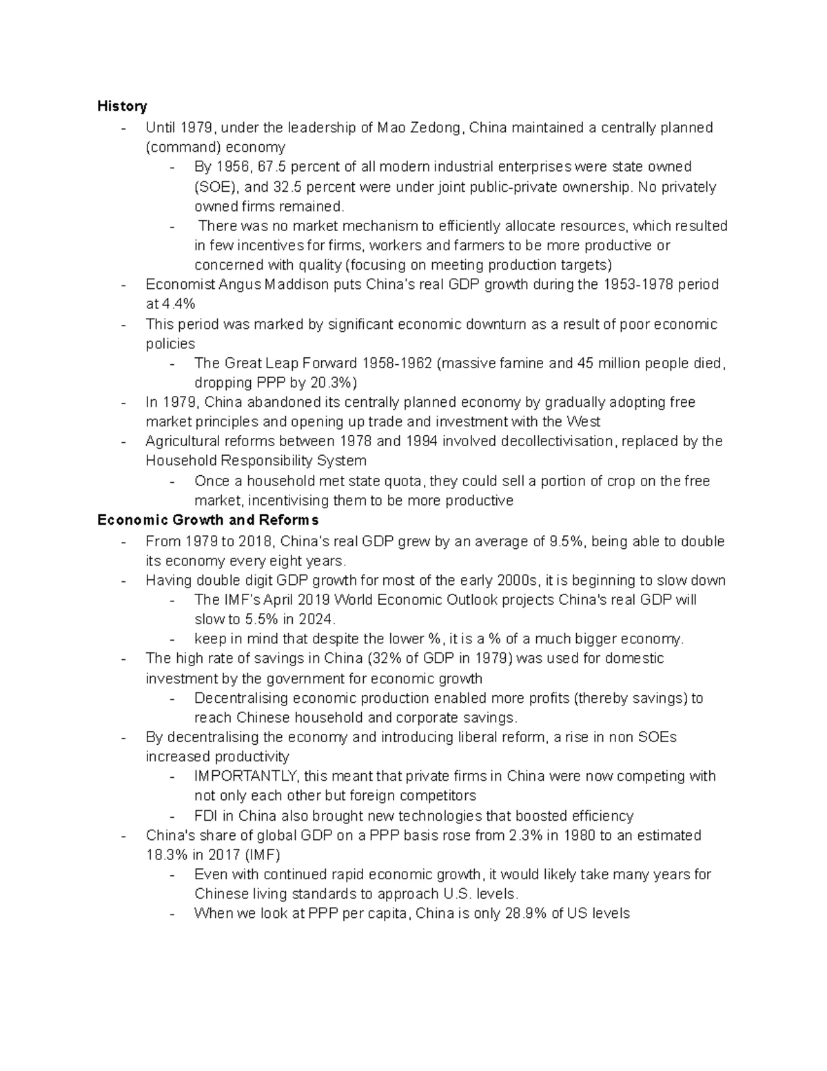 China Case Study Notes: Trade Wars, Policies, and Economic Reforms ...