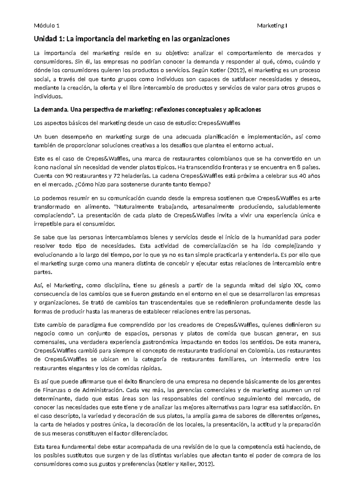Módulo 1 Marketing I: La Importancia del Marketing en las ...