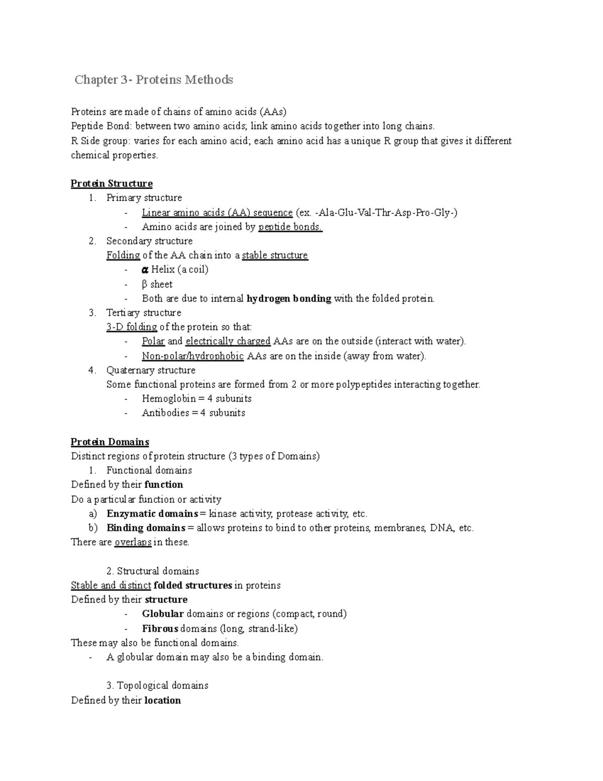 Chapter 3 Understanding Protein Structure And Function Studocu