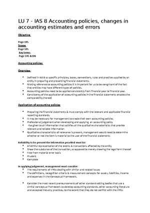 Learning unit 5 - Notes on the LU - Learning unit 5 - IAS 33 Objective ...