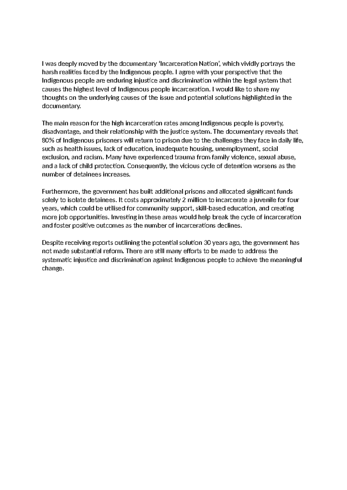 Critical Reflection Part B: Addressing Injustice for Indigenous Peoples ...