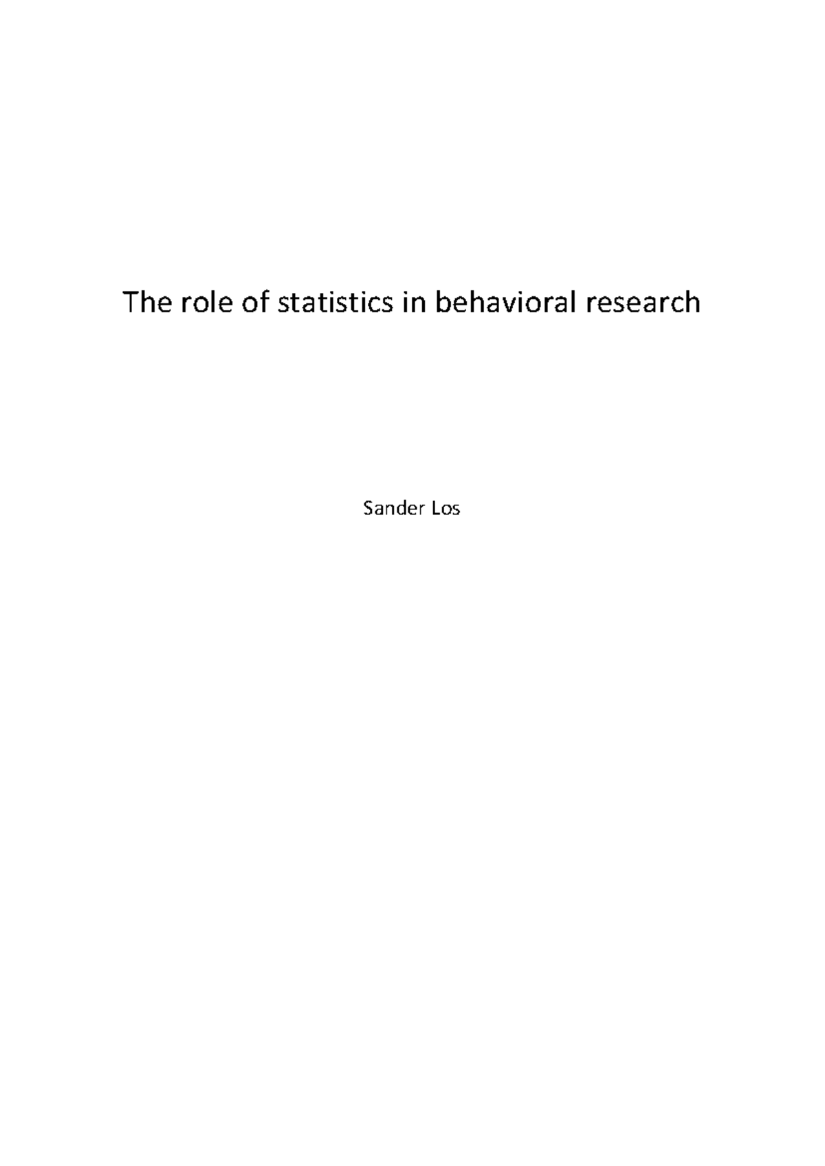 Statistics in Behavioral Research: Understanding Hypothesis Testing ...