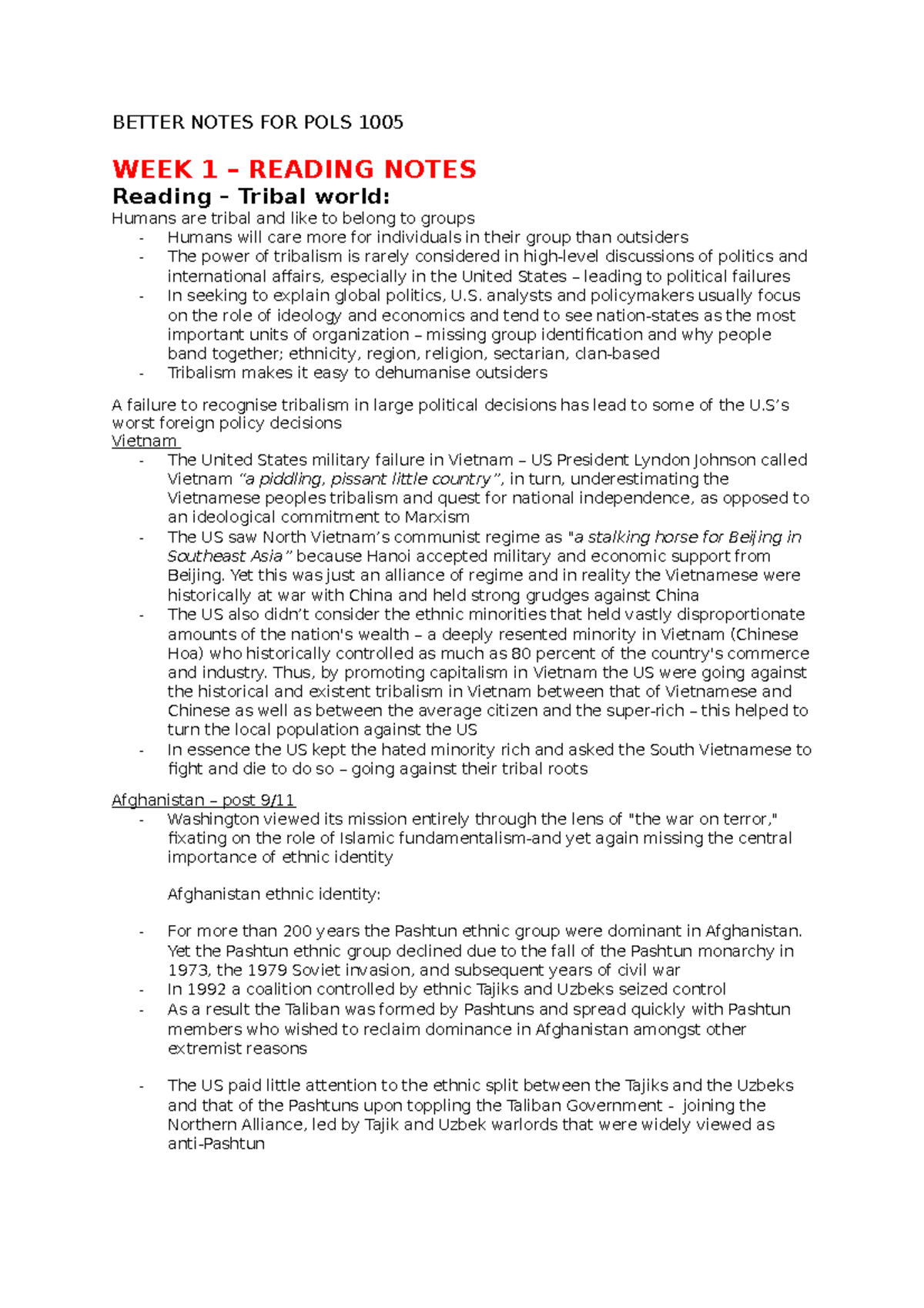 Better Notes FOR POLS 1005 - BETTER NOTES FOR POLS 1005 WEEK 1 ...