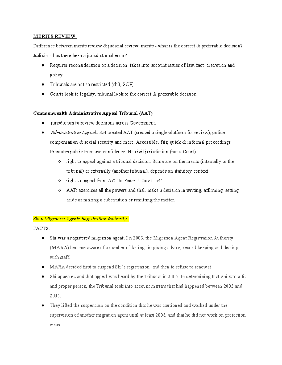 Merits review - week 2 - MERITS REVIEW Difference between merits review ...