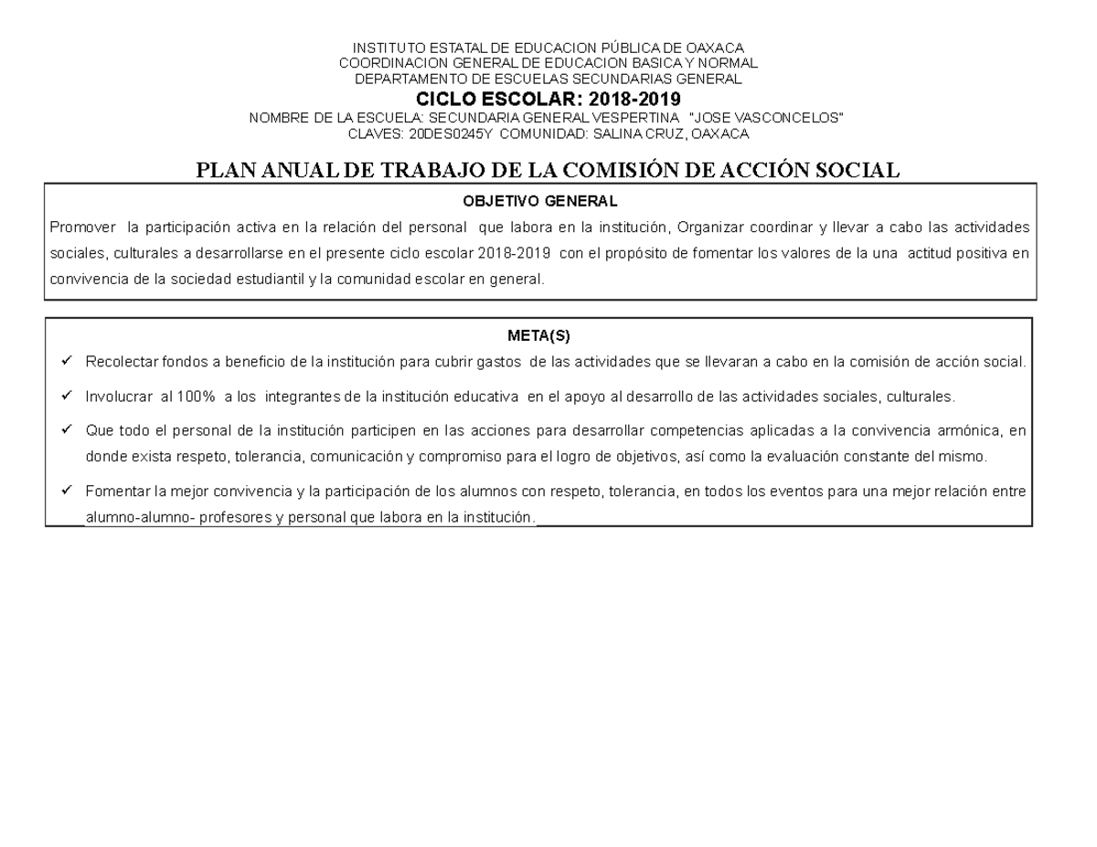 Comision De Accion Social En Las Escuelas Primarias