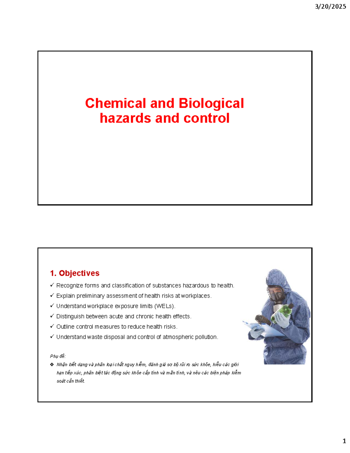 Chemical Safety and Hazard Control: Chapter 3.2 Overview - Studocu