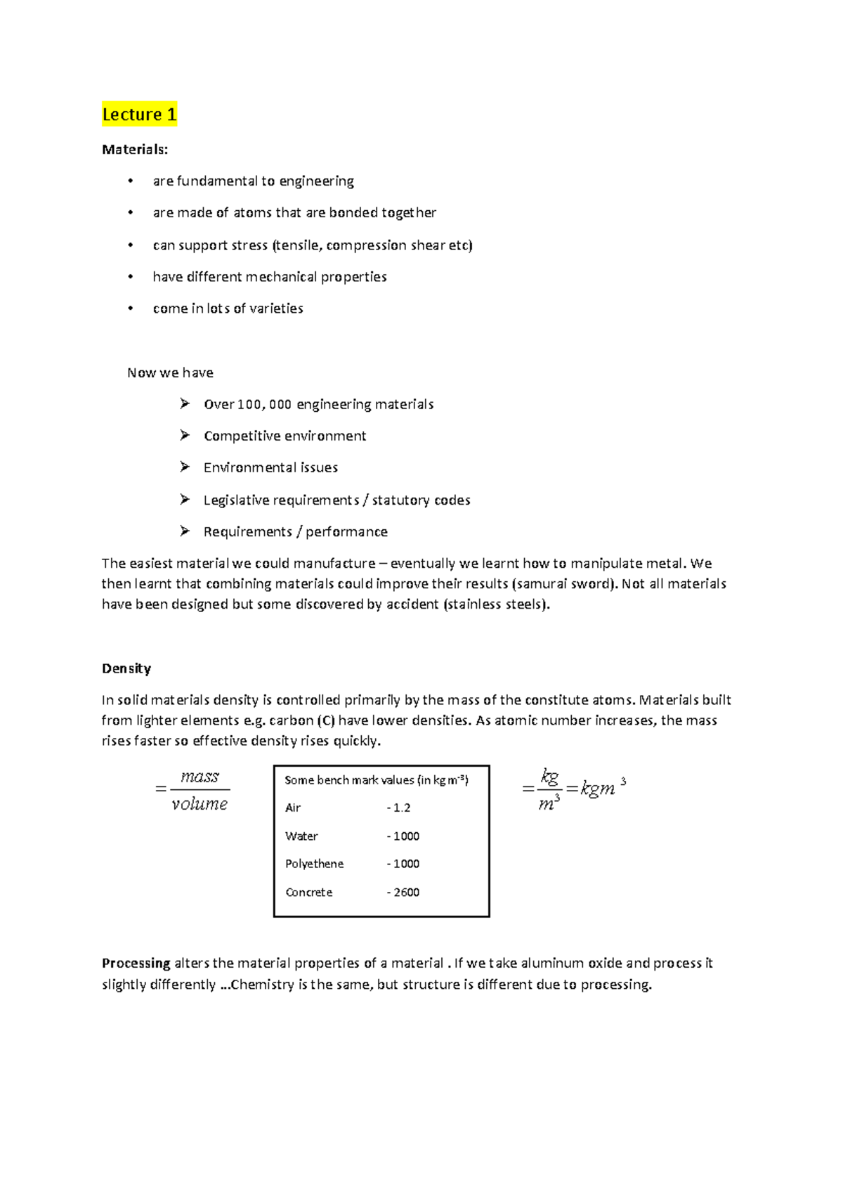 AER104 - Semester 1 Lecture Notes on Engineering Materials - Studocu
