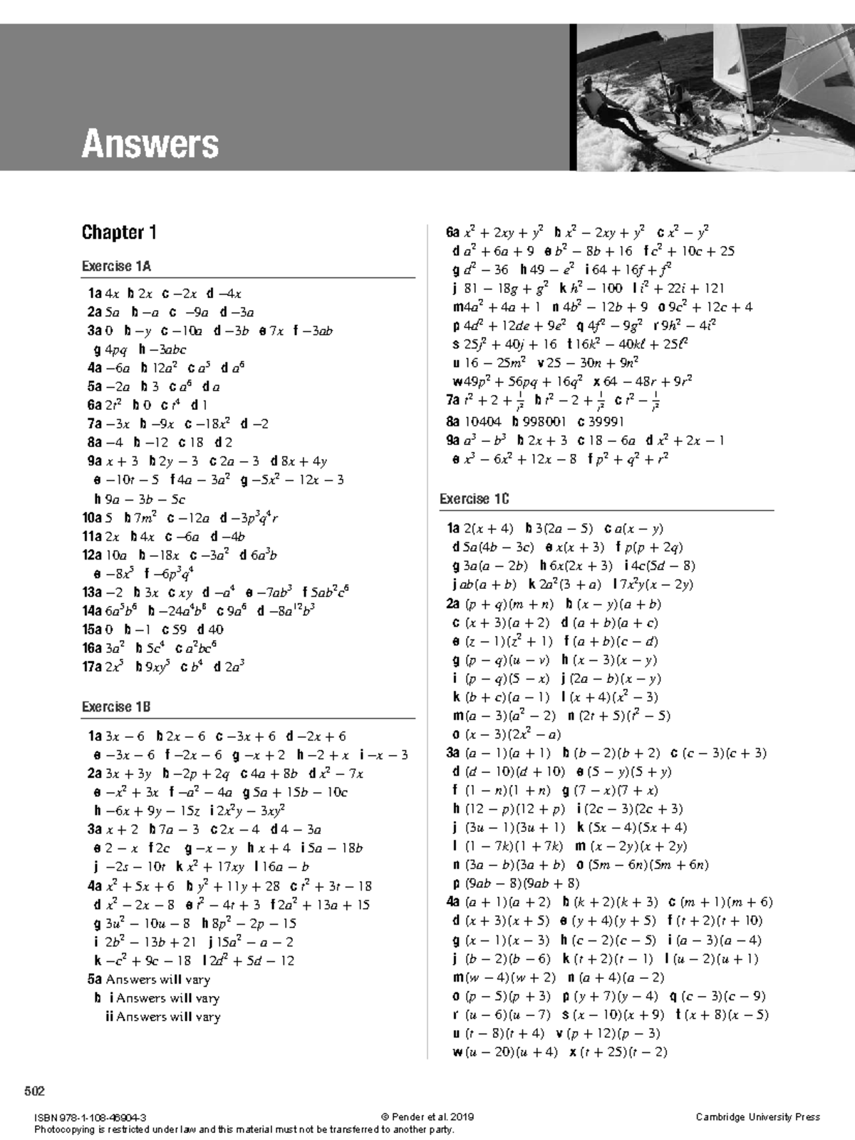 Chapter 1 Answers - Exercises 1A to 1F - Studocu