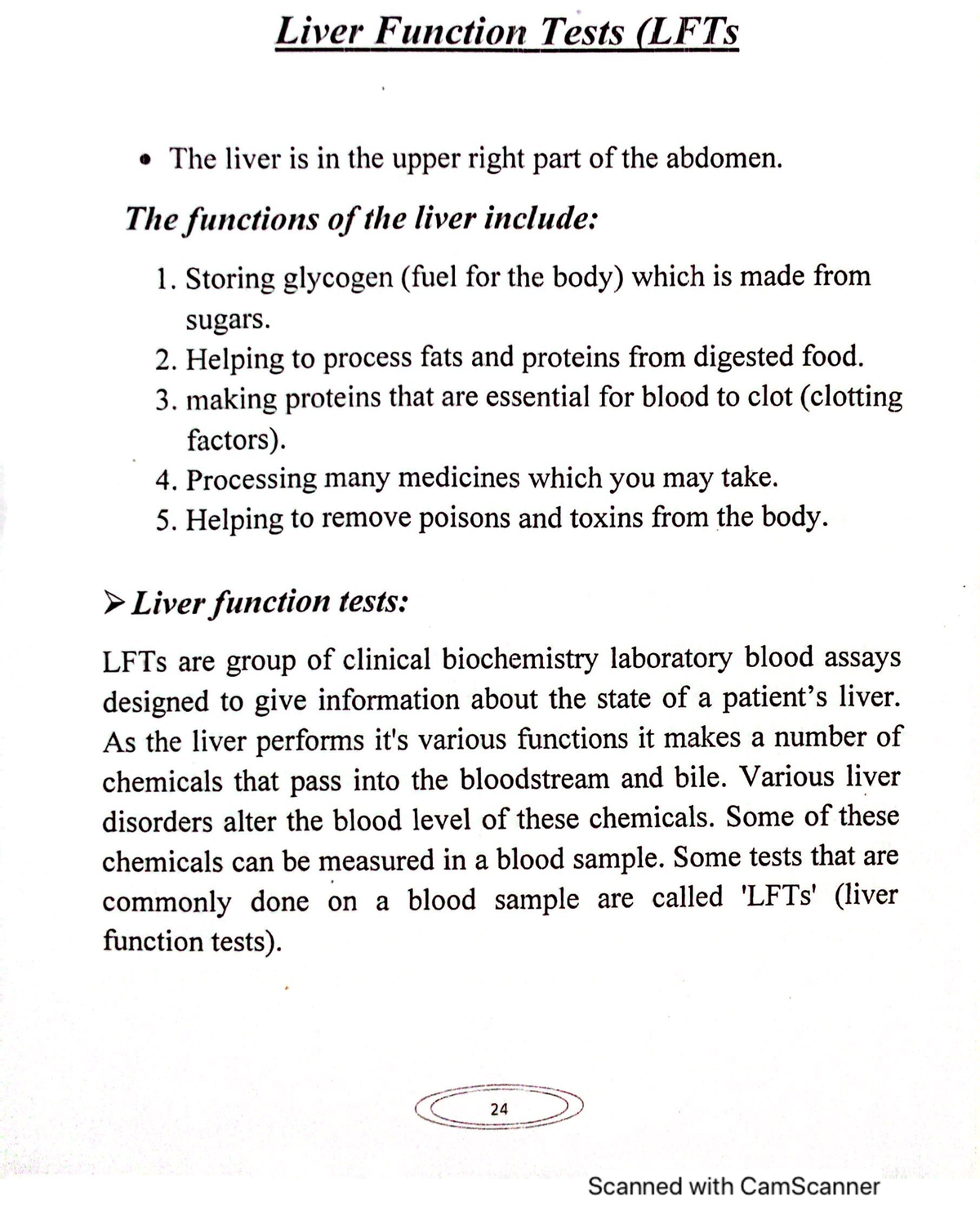 Liver Function Test - Biochemistry - Studocu