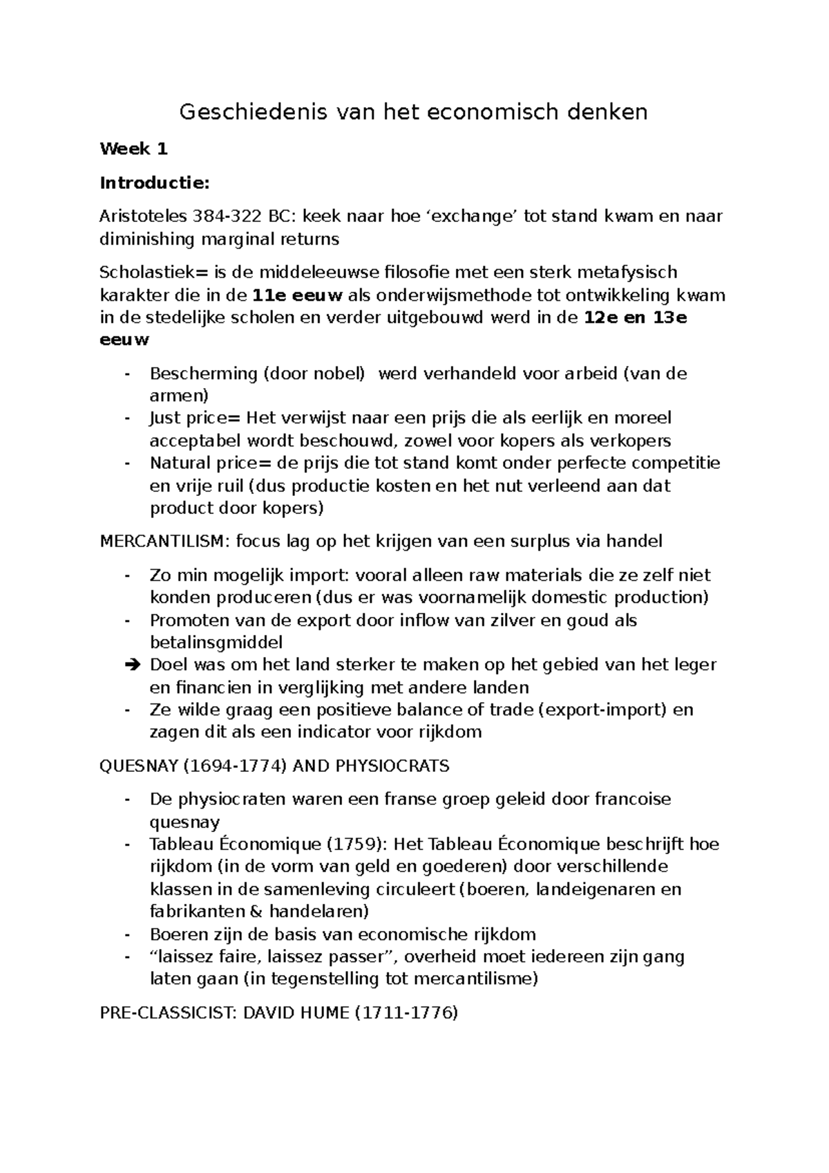 Geschiedenis van het Economisch Denken - Inleiding en Belangrijke ...