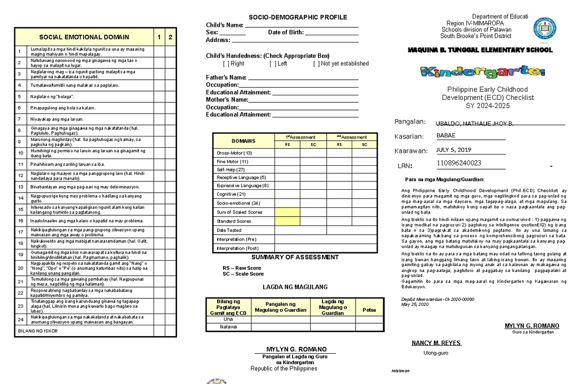 ECCD Checklist for Parents: Philippine Early Childhood Development ...