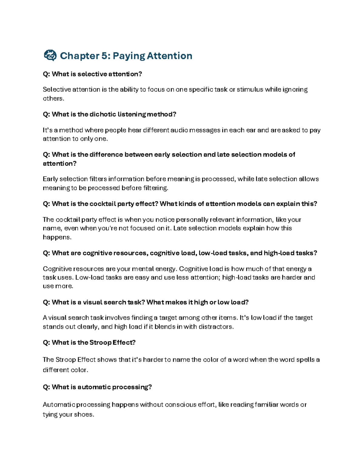 Memory Concepts and Processes: Chapter 5-8 Review Notes (PSY 101) - Studocu
