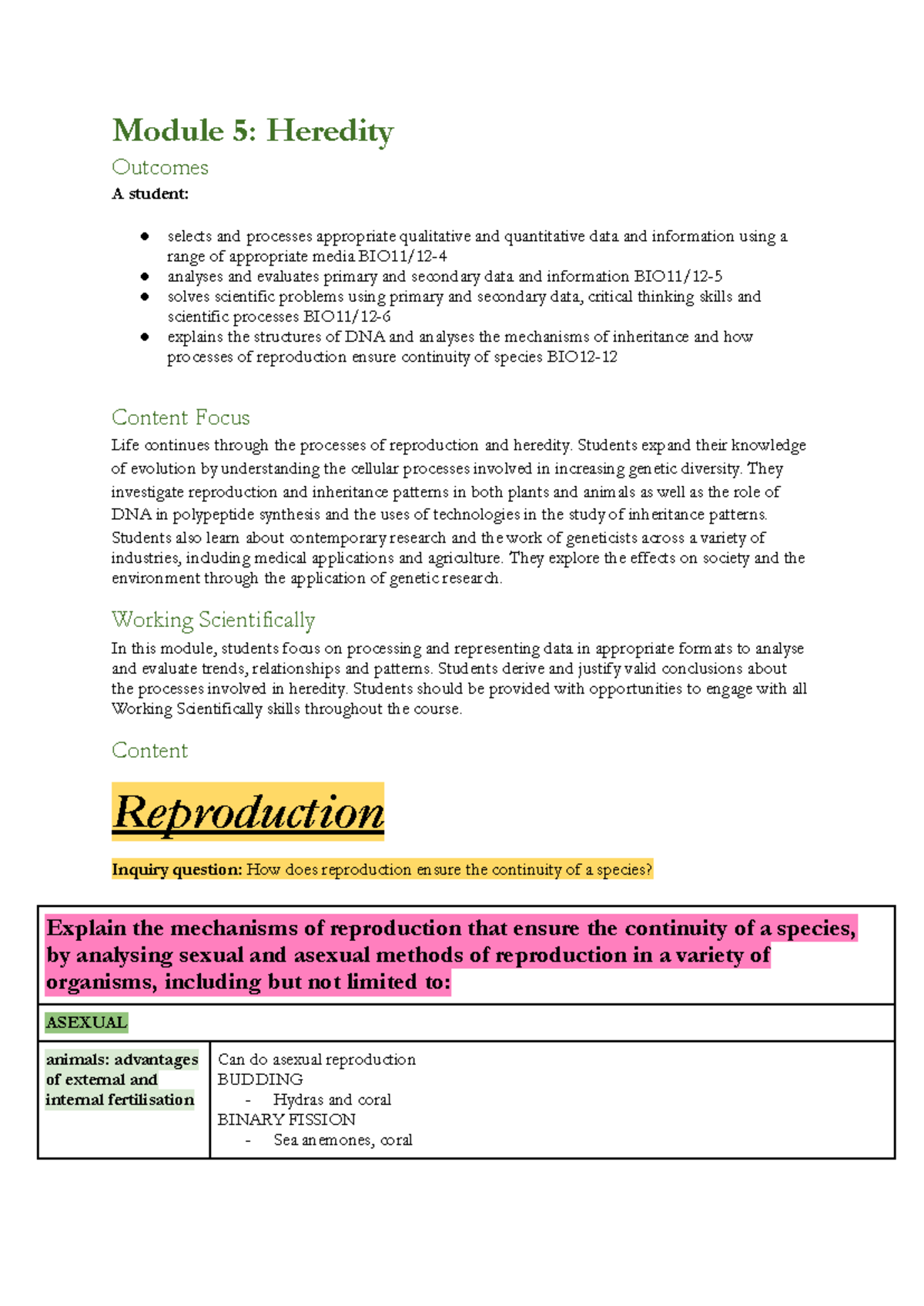 Biology - Module 5: Heredity and Reproduction Mechanisms - Studocu