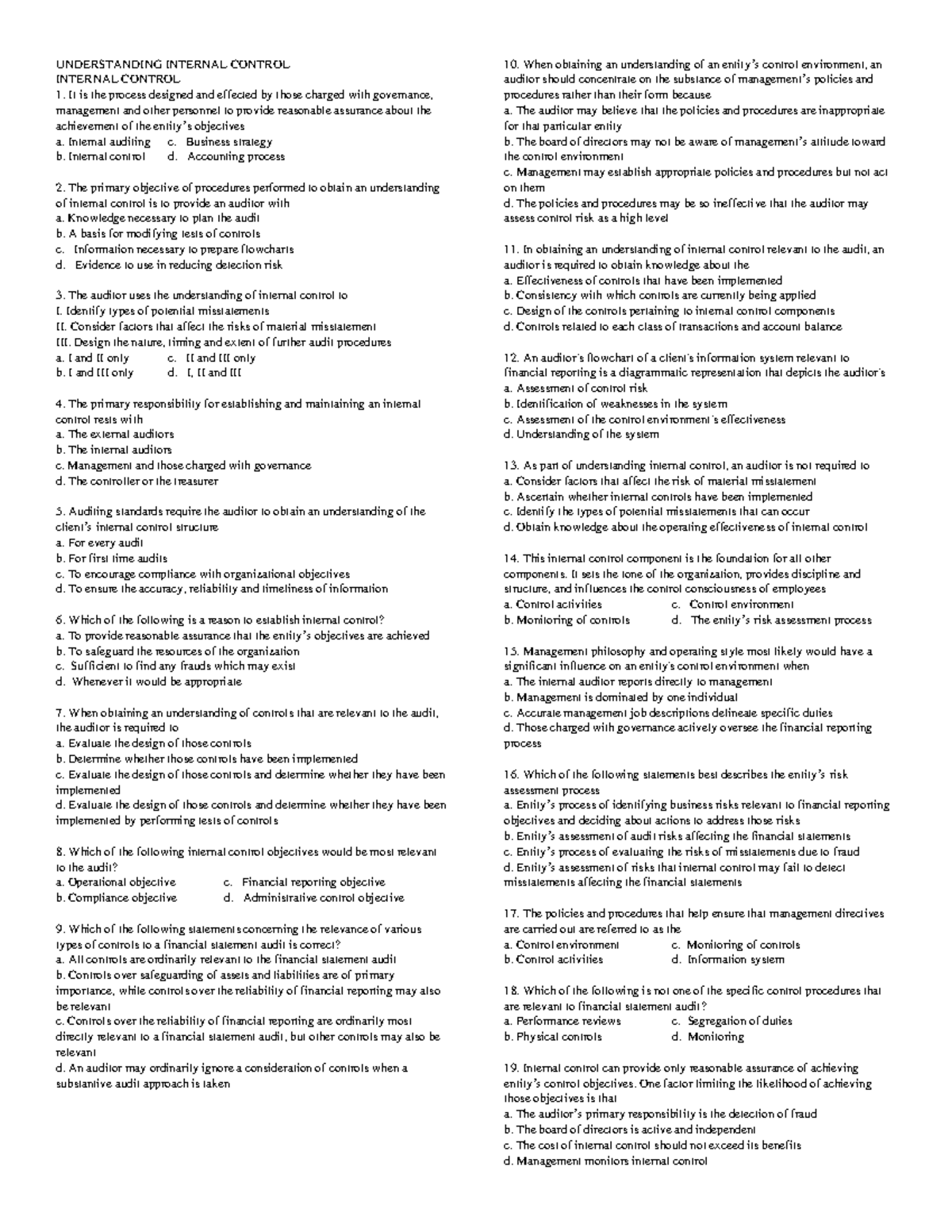 Understanding Internal Control: Key Concepts and Procedures (ACCT 101 ...