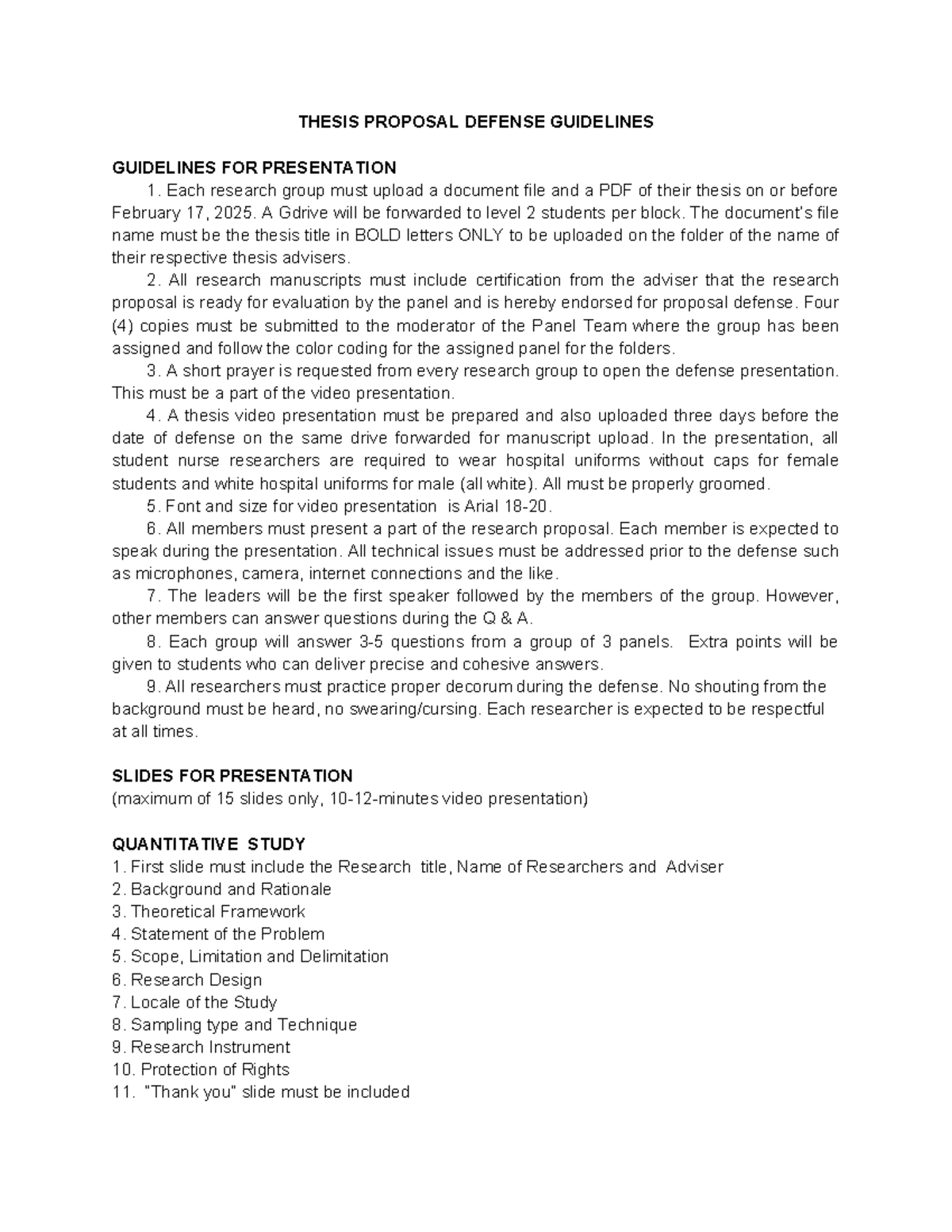 Thesis Proposal Defense Guidelines for Research Groups - 2025 - Studocu