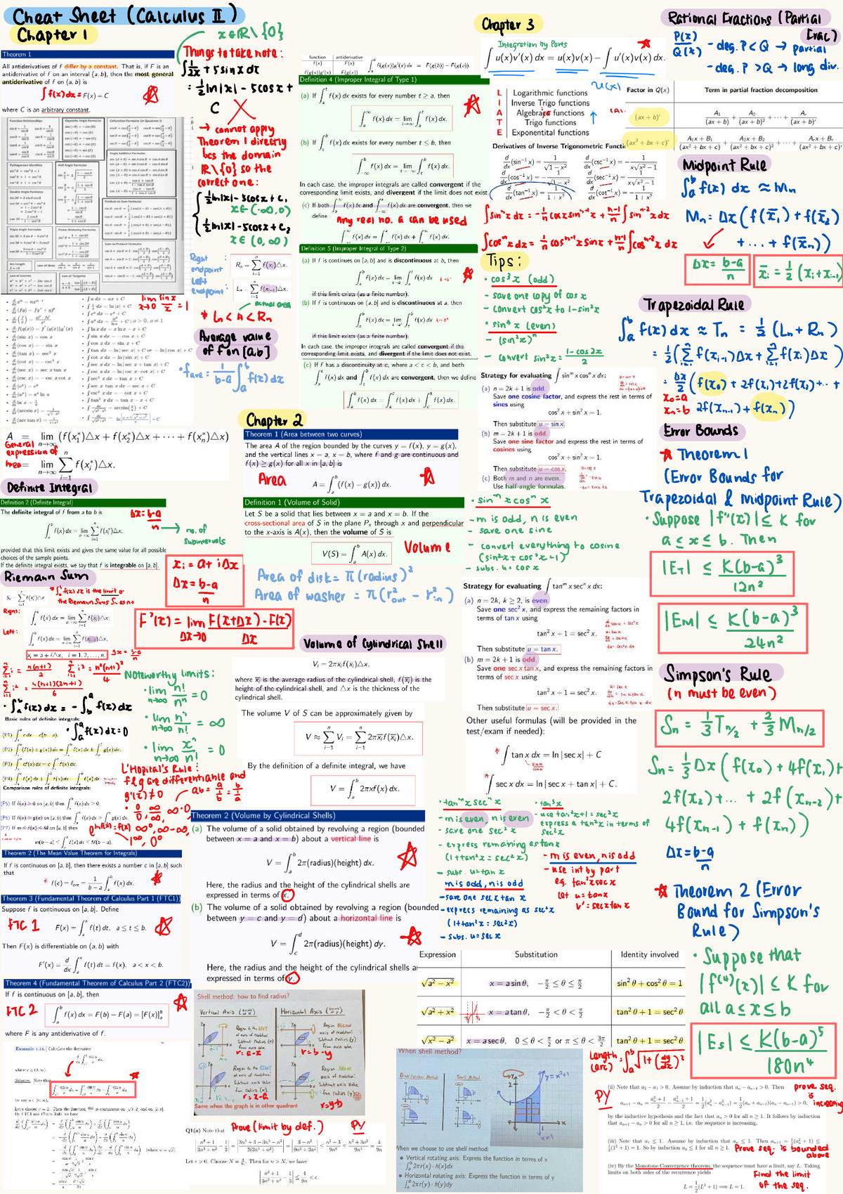 MH1101 - Calculus II Cheat Sheet: Chapter 3 Rational Functions and ...